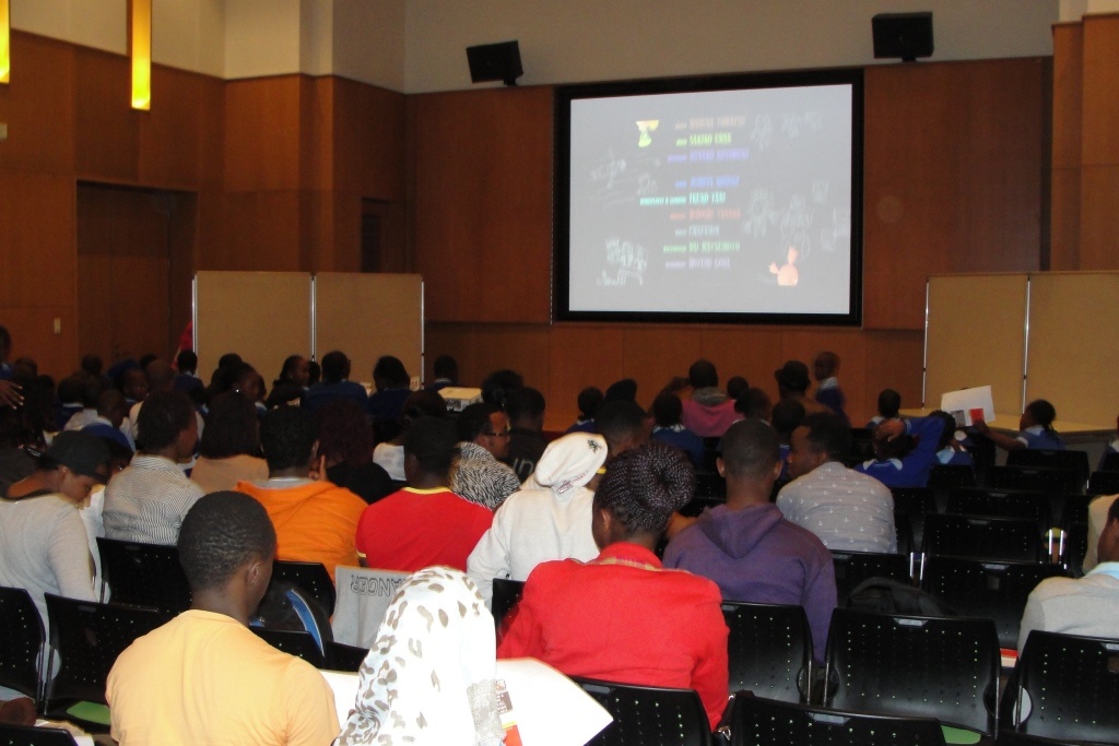 A cross-section of the audience watching one of the Anime screened during the J-Pop Festival