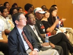 (Left to Right) H.E. Amb. Tatsushi Terada, Mr. Nicholas ole Moipei, Mr. Wakiihuri, Ms. Akojima, Ms. Satomi and Mr. Nakamura