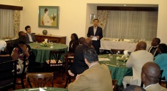 Ambassador ToshihisaTakata addressing the members during the launch