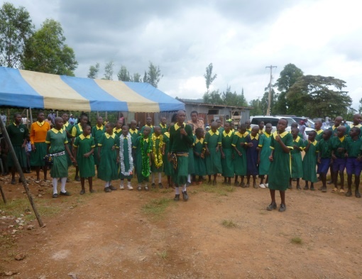 Pupils of Gesurura Primary School expressing their happiness through the performance