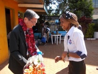 AMURT welcomes H.E. Terada  with a bouquet