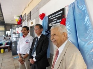 Dr. Kumar, H.E.Terada and Dr. Prakash Patel (the Founder Member) at the 10th Anniversary’s plaque