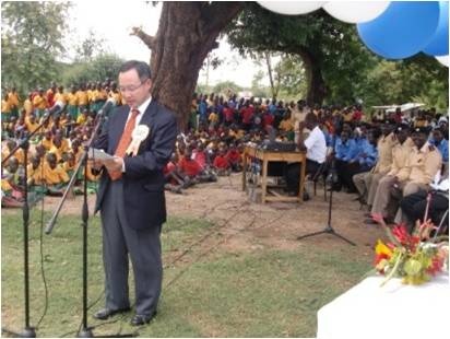 Mr. Yamada giving his speech at the ceremony