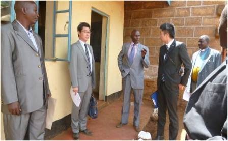 Touring the facilities with Head Teacher, Chairman and other officers
