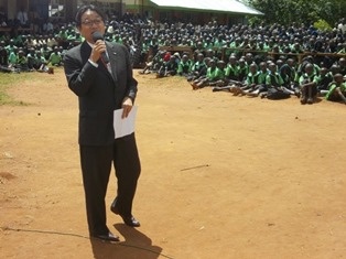Mr. Mori giving a speech