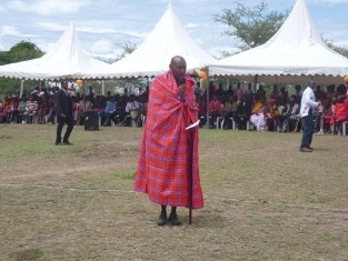 Mr. John, Chairman of Nkoilale Community Development Organization giving a speech