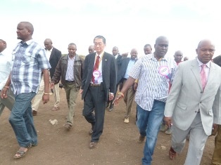 Ambassador Terada and  Governor David Nkedienye together with Hon. Katoo ole Metito - Member of National Assembly touring the  new facilities