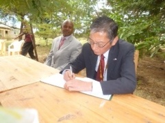 H.E. Tatsushi Terada - The Ambassador of Japan to Kenya and H.E. David Nkedienye – Governor of Kajiado County  signing the visitor’s book