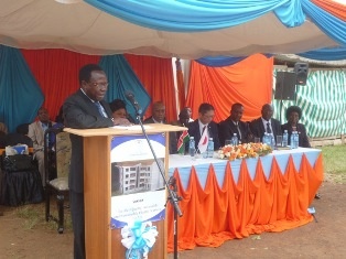 Mr. Aggery Ayiro, WBN Congress regional coordinator and Hon. Mr. Peter Geche Karanja, Member of County Assembly giving a speech
