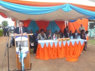 H.E Terada giving a speech