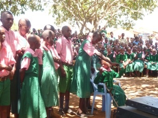 Lungulueni Primary School Pupils expressing joy by dancing and performances