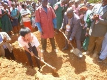 Ground Breaking by Mr. Yamana and Mr. Stephen Mutiso, Head Teacher of Lungulueni Primary School