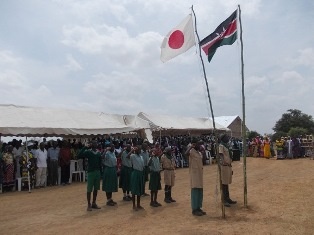 Hoisting the National Flags by Boy Scouts