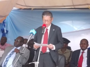 H.E Terada giving a speech.