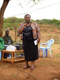Mrs Joyce Mwende, Member of County Assembly, while giving her speech