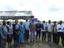 Hon. Mr Peter Kamande and HE Ambassador Terada  posing with the staff of the school