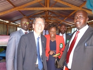Ambassador Terada touring the current girls’ dormitory with Hon. Hellen Sambili, Member of National Assembly.