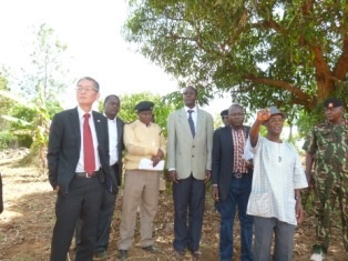 Ambassador Terada and Deputy County Commissioner visiting the project site with other officials.