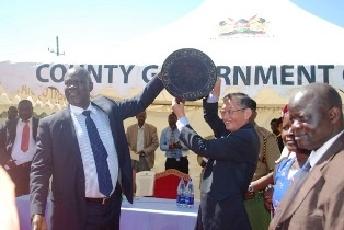 Traditional chair given to H.E. Mr. Tatsushi Terada by H.E. Mr. Cornel Rasanga