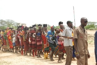Dancing the traditional dance by the community