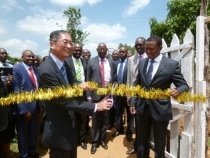 Ambassador Terada and Governor Mutua opening the green house site.
