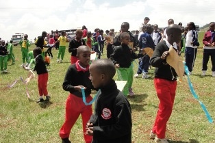 Students Setting Out to Fly their Kites