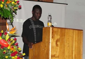 A contestant making his speech