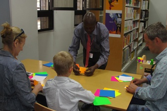 Origami demonstration in progress