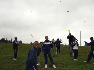 The participants flying their kites