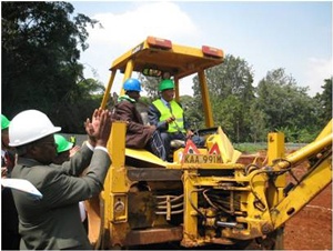 Hon. Kilonzo in a shovel truck
