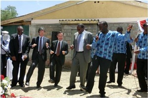 Celebration by song and dance on commencement of construction