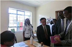 Mr. Yamada and Mr. Bor tour a hospital at the site in Kitengela