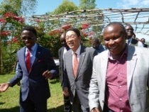 Mr. Mori enjoying the breeze of Lake Victoria with Hon. Ababu Namwamba and Prof. Japhet Micheni  Ntiba.