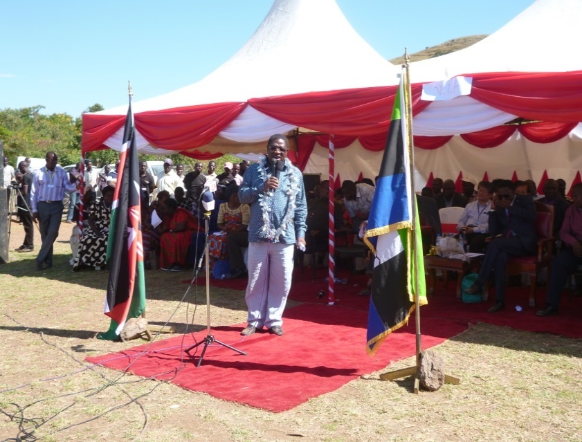 Hon. Amos Wako, Senator of Busia County, giving a speech.