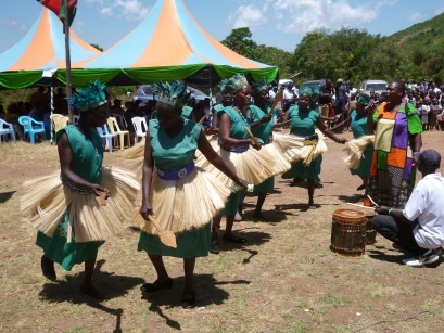 Community members expressing joy through dance.