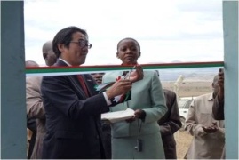 Mr. Mori cutting the Ribbon