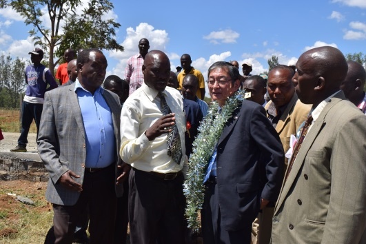 Receiving a brief tour of the site by the Principal, Mr. Peter Momanyi