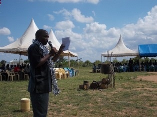 Hon. Mr. Joshua Mangale: Kwale County Minister for Education giving a speech