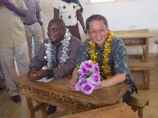 H.E. Terada touring the new classrooms (Left: Hon. Mr. Chirema Josephat Kombo, MCA)