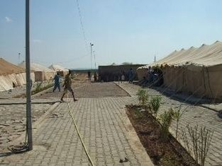 A training facility for police forces has been constructed in Djibouti. Tents on the left are the accommodation for participants.