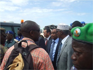 Somali Prime Minister inspecting the donated Vehicles