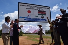 H.E. Mr. Tatsushi Terada and Mrs. Martha Mulwa unveiling the signboard