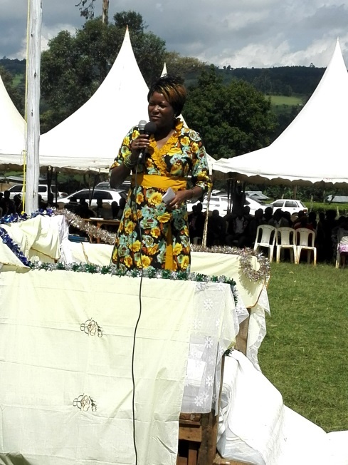 Member of Parliament of Teso South Constituency, Hon. Mary Emase giving a speech