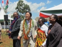 Mr. Mori, Charge d’ Affaires of  Japanese Embassy in the  Republic of Kenya, H.E. Mrs. Ruto and H.E. Mr. Chemno, Deputy Governor of Uasin Gishu County at the ceremony