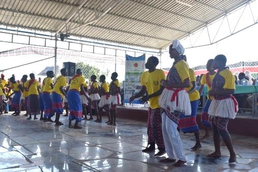 Pupils and students performing the traditional dance