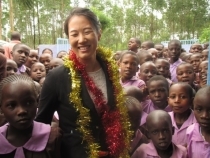Ms. Takashima with pupils of Bahati ADC Primary School