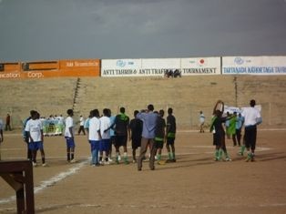 A foot-ball tournament aiming to reconcile migrants, displaced and members of host community as well as to raise awareness of risks incurred by illegal migrant. (Hargeysa)