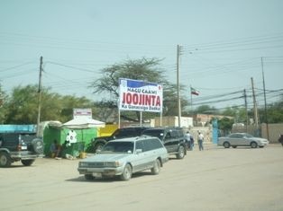 Billboards set in a main street of the capital, alerting about the danger and risks of human trafficking(Hargeysa)